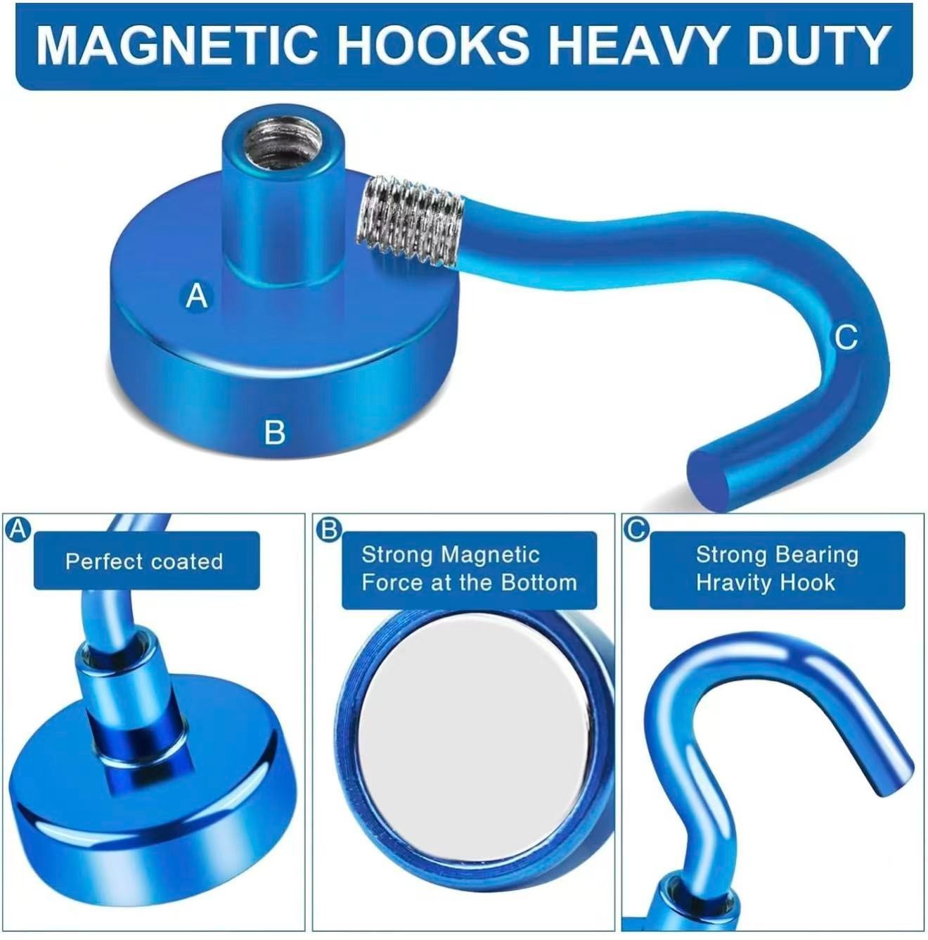 6 Pack 85LB Magnetic Hooks, Strong Cabin Ship Essentials Hook Heavy Duty Refrige