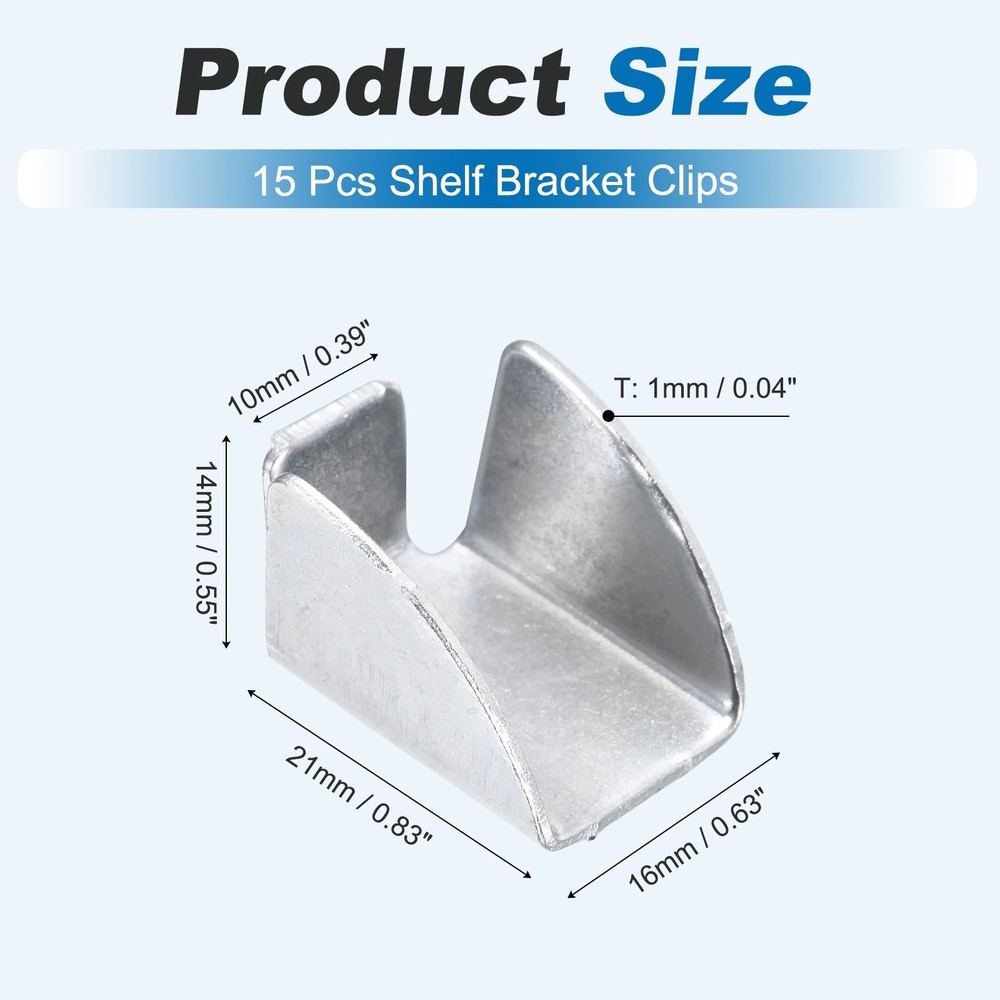 For 15pcs 10mm Triangle Shaped Adjustable Shelf Clips, Silver