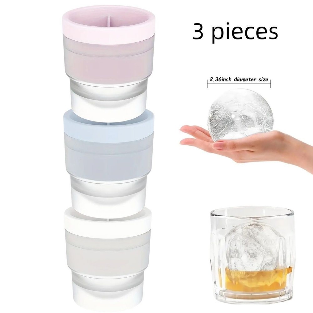 3Pcs Melting Stackable Large Ice Cube Mold Maker For Whisky Cocktails Beverage