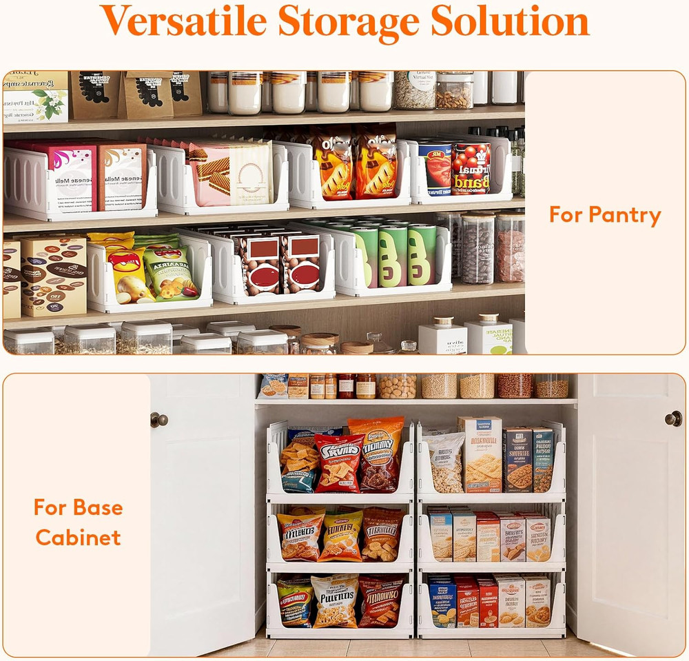 6 Pack Stackable Closet Organizers and Storage Basket for Clothes, Plastic Sweat