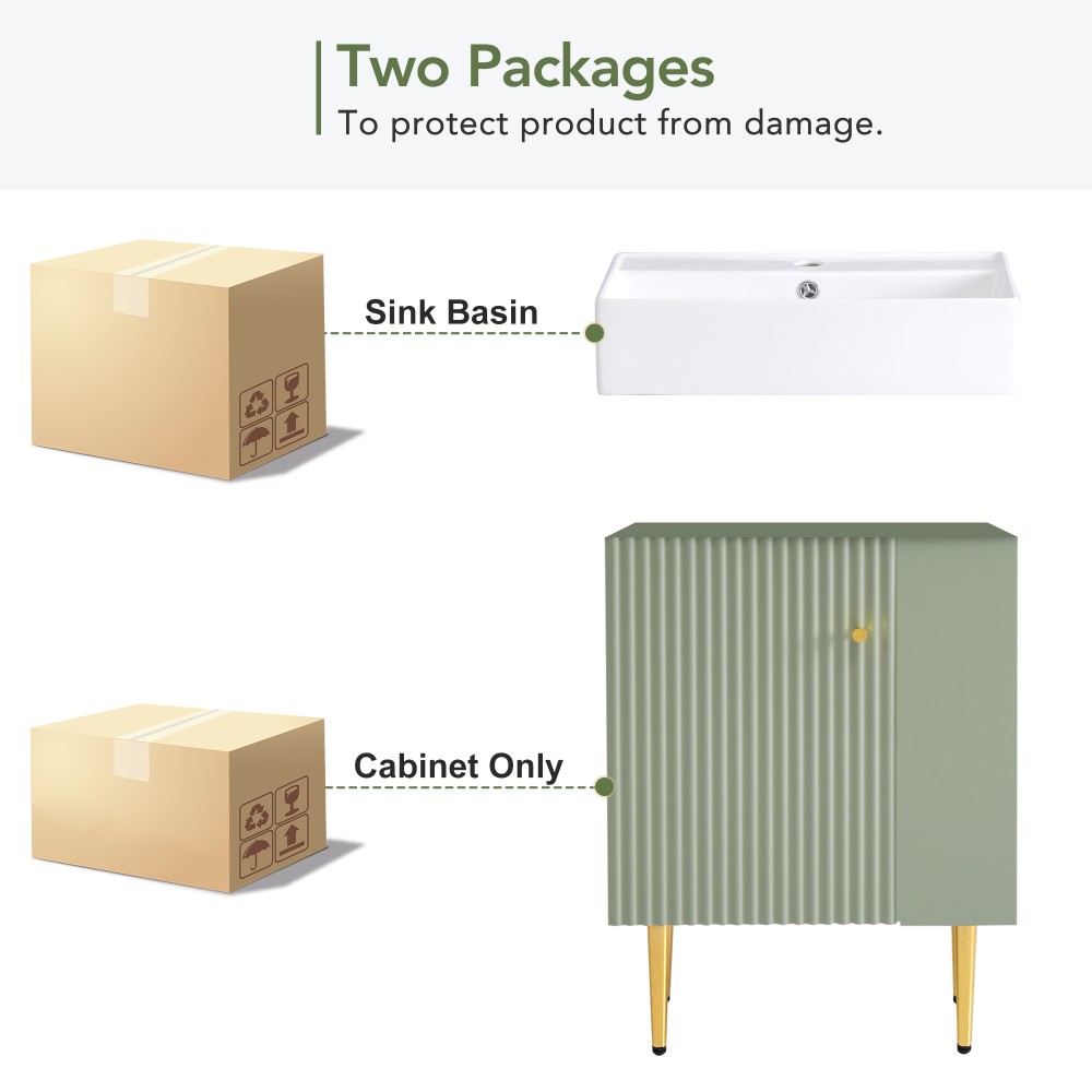 Bathroom Storage Cabinet Single Ceramic Sink Right Side Storage