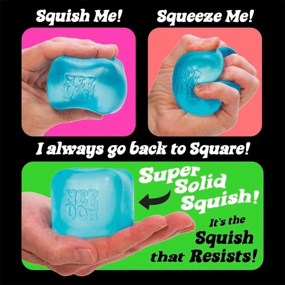 Schylling NeeDoh Nice Cube BLUE Sensory Squeeze Toy with Super Solid Squish