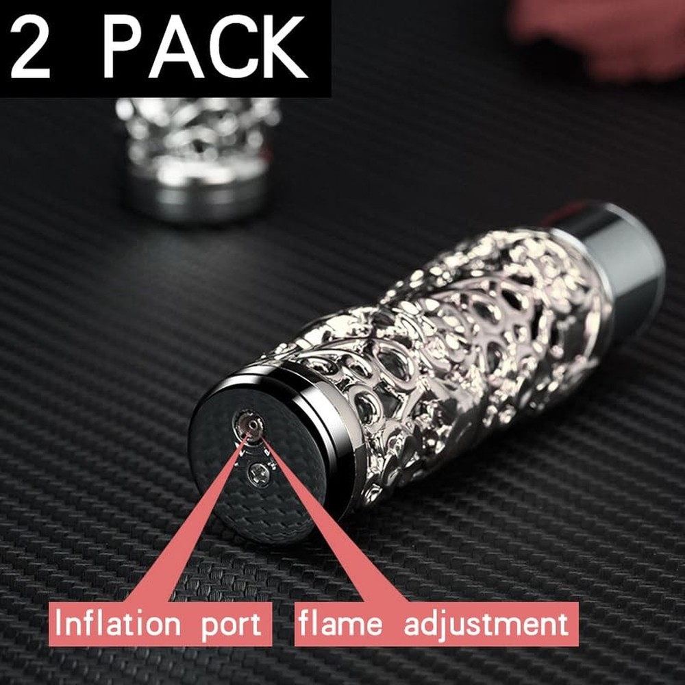 2 Pack Colorful Black and Silver Lighter Torch Cool,Refillable Windproof Jet ...