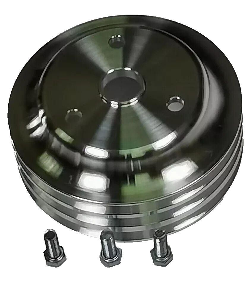 SBC Chevy 305 327 350 400 V BELT Pulley w/Bracket Kit & Long Water Pump PS Pump