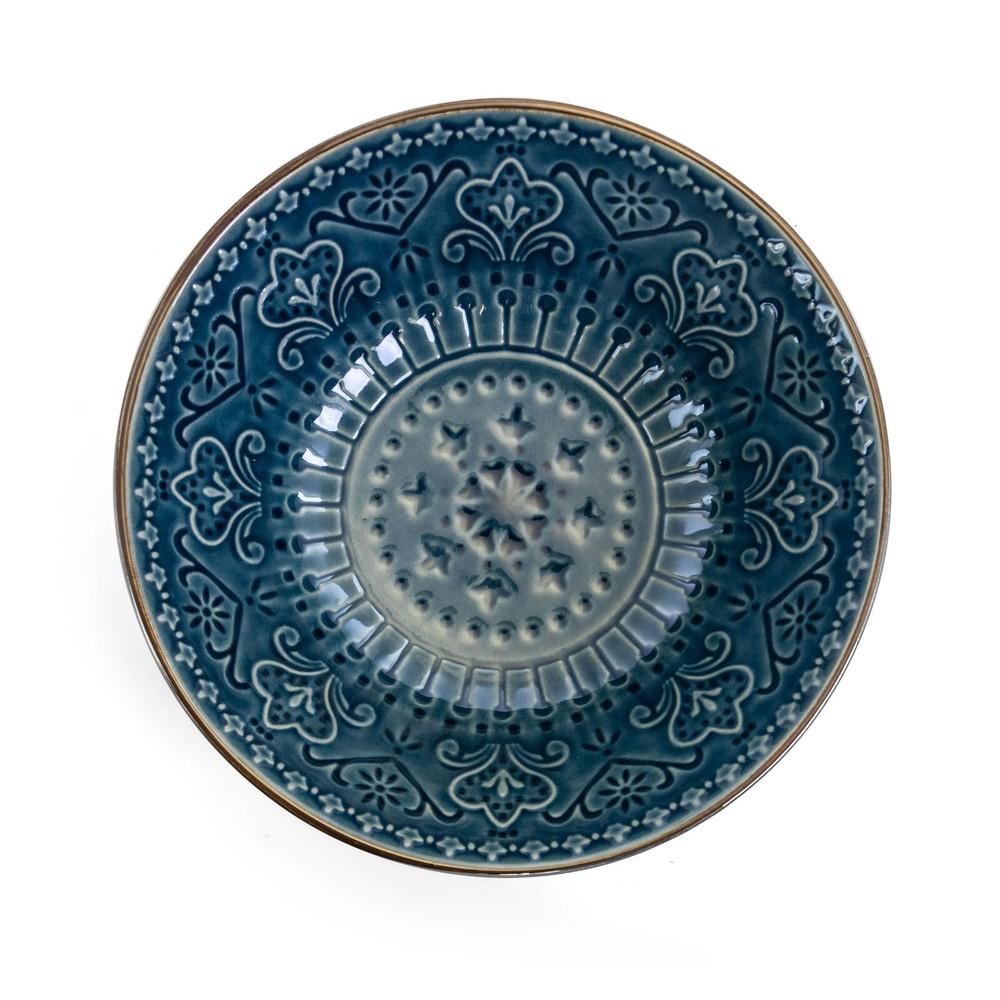 Elama Deep Sea Mozaic 16 Pc Mandala Pattern Complete Stoneware Dinnerware Set 4