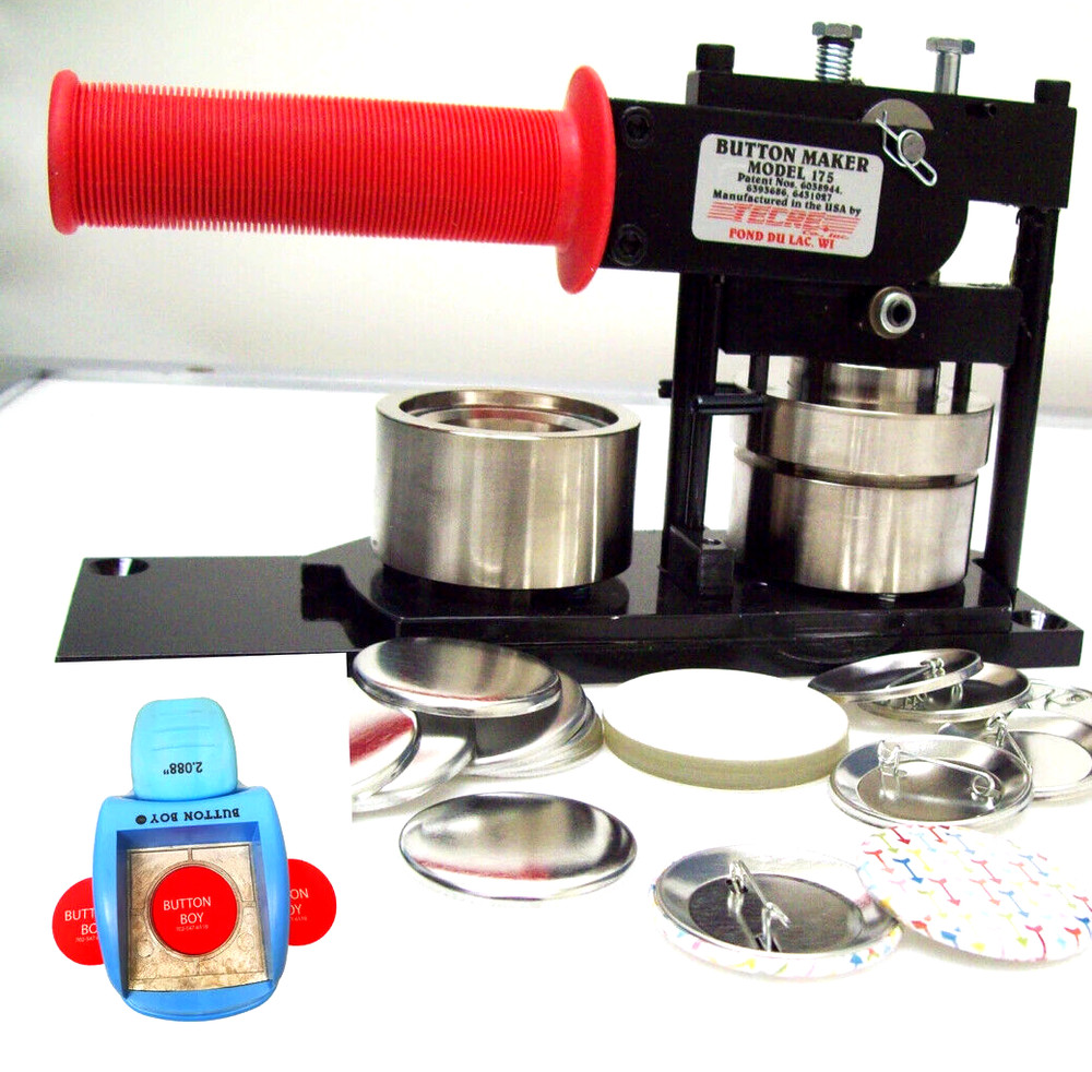 1.75" Button Making Kit - Button Machine, Button Boy Punch + 250 pinback parts