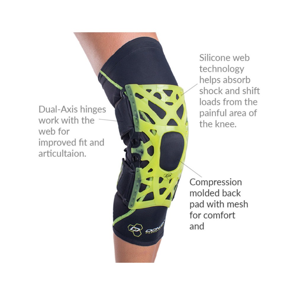DonJoy Performance Webtech Knee Brace with Dual-Axis Hinges (Slime Green, Small)