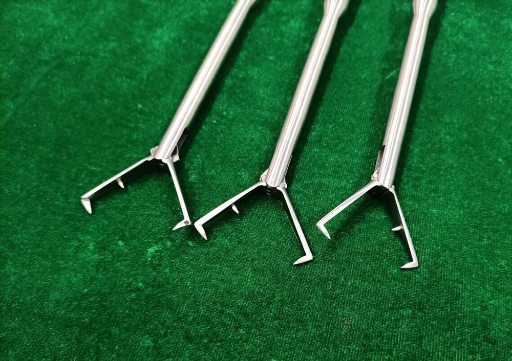 3pc Laparoscopic Tenaculum Forceps 12mmx460mm Double Action Reusable Instruments