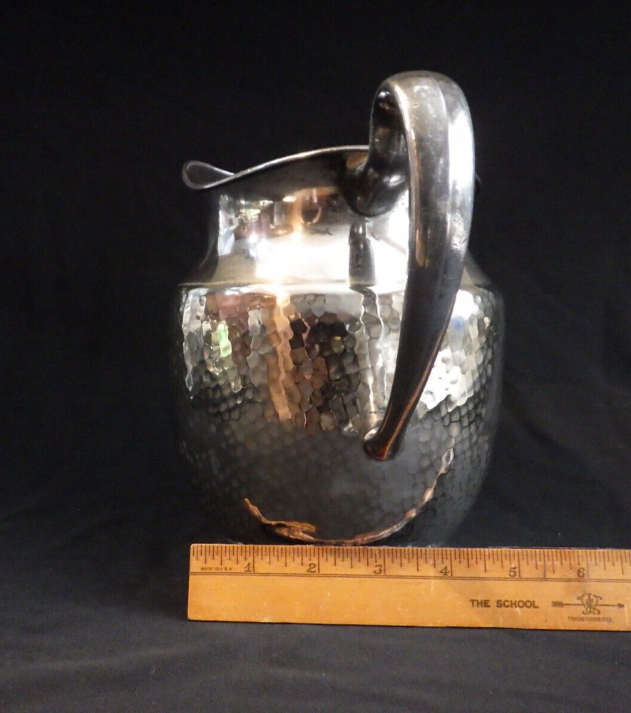 Vintage EPNS Hammered Nickle Silver Water Pitcher