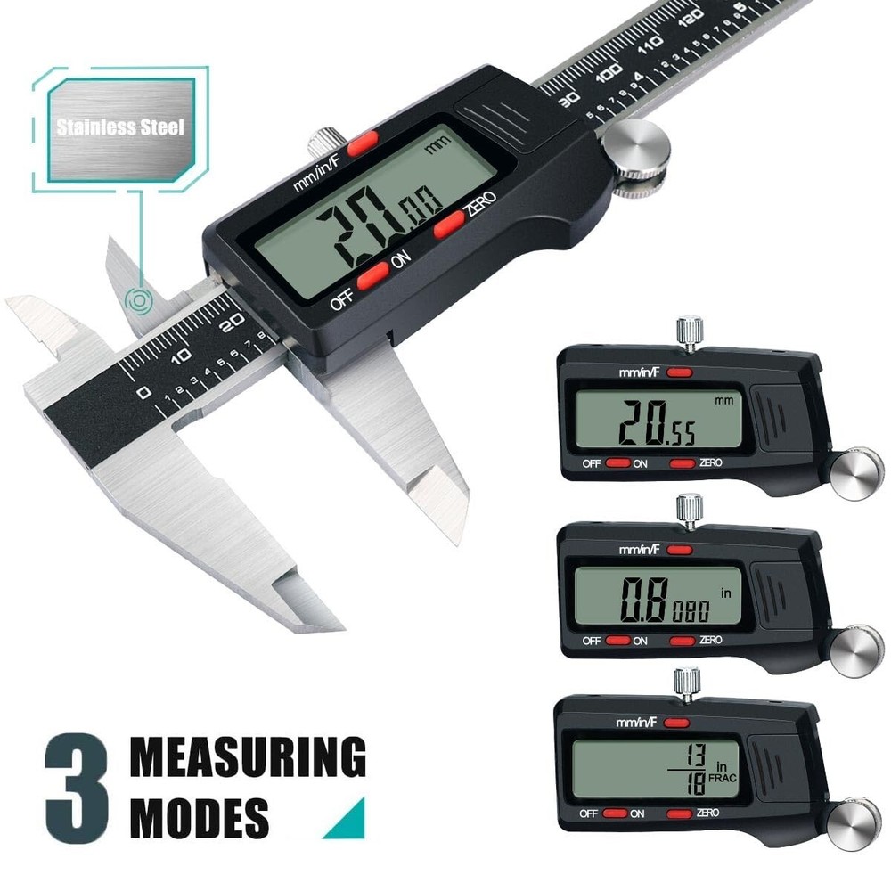 Precision Caliper Measuring Tool - Stainless Steel - Large LCD Screen - Auto-Off