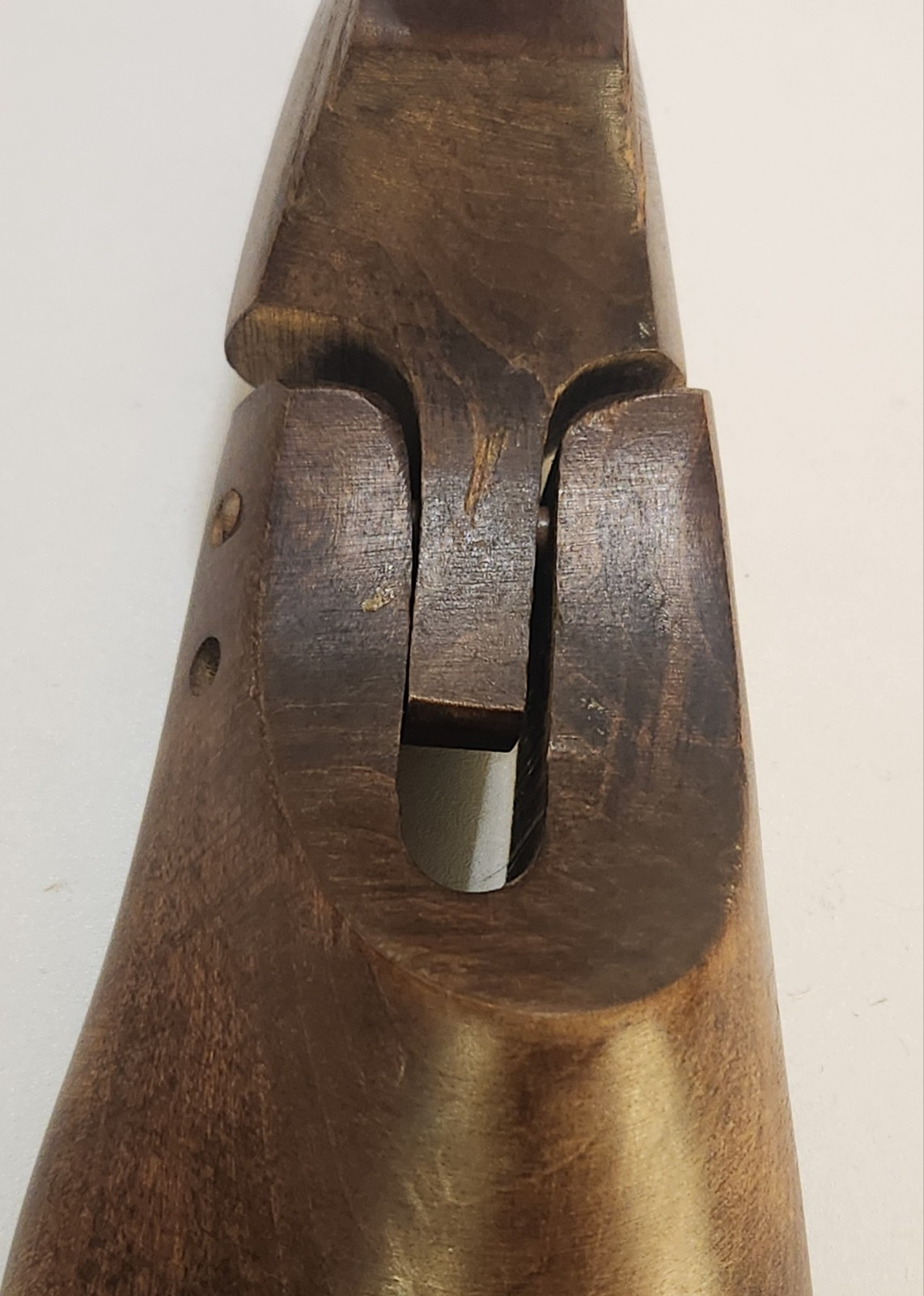 VTG Wood Shoe Cobbler Form Mold Primitive Antique Folk Art Decor Hinged Knob 11"