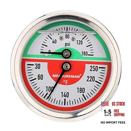 Tridicator, Thermo-Manometer, 2-1/2", Silicone Oil Back Mount-Liquid Filled