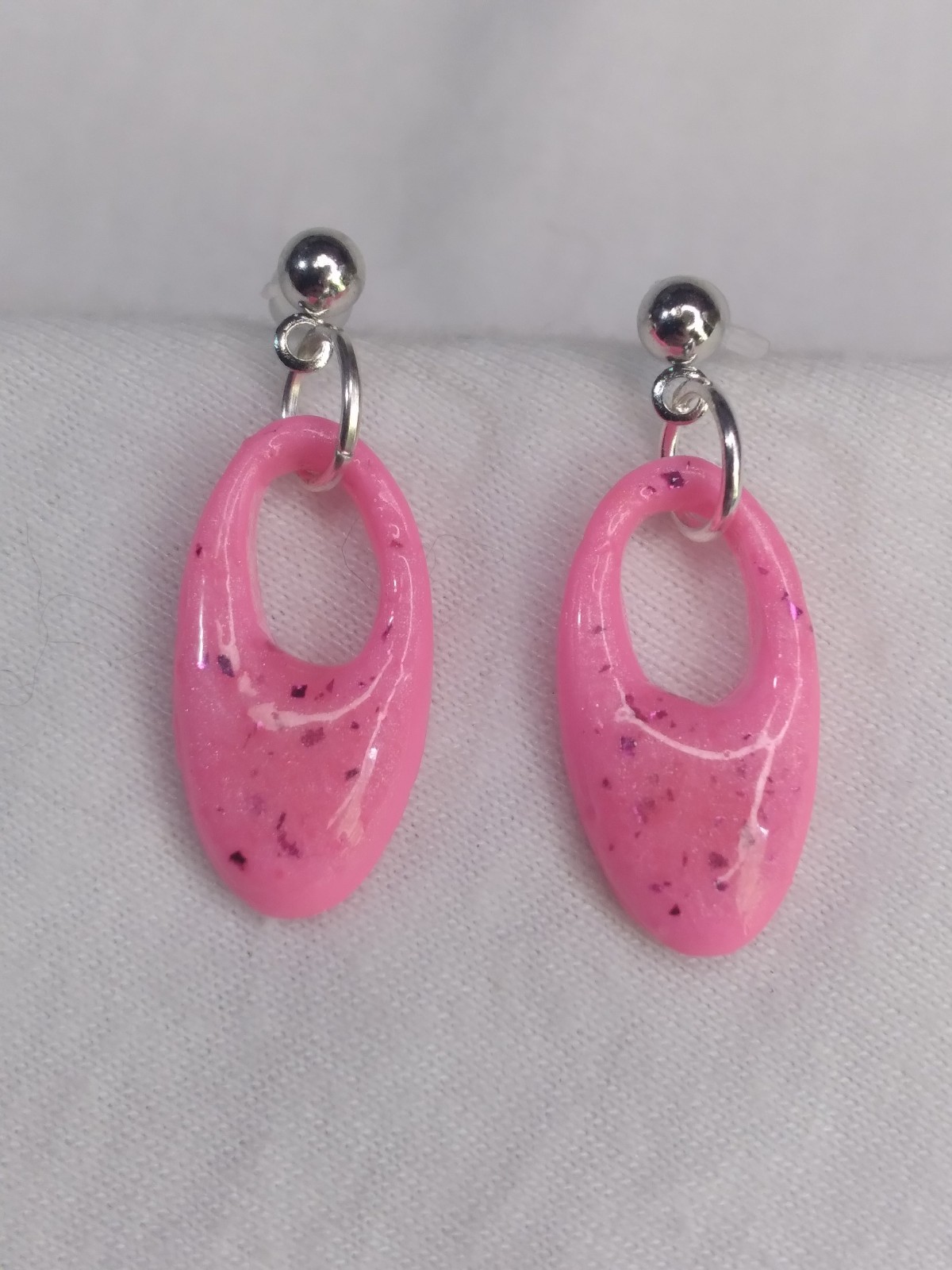 Handcrafted Beaded Pink Polymer Clay Pendant Memory Wire Choker Earring Set