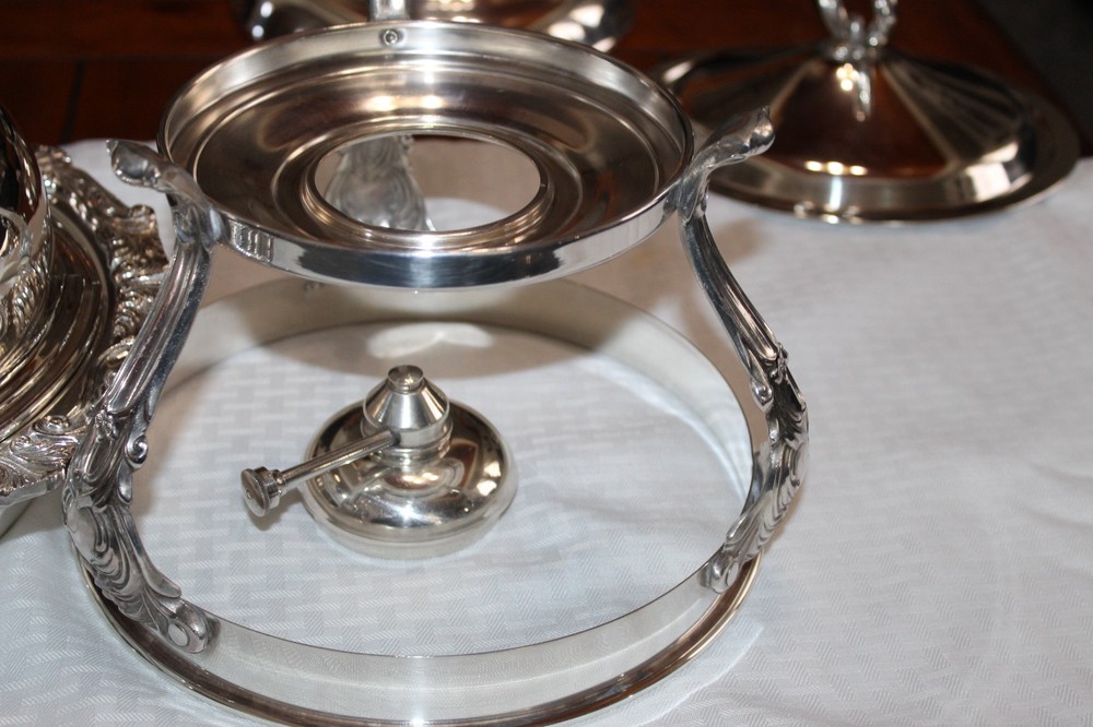 Two Ornate Silver Plate Chafing Dishes