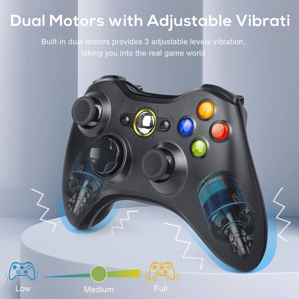 Wireless Controller For Microsoft Xbox 360/360 Slim PC Windows 11/10/8/7 Battery
