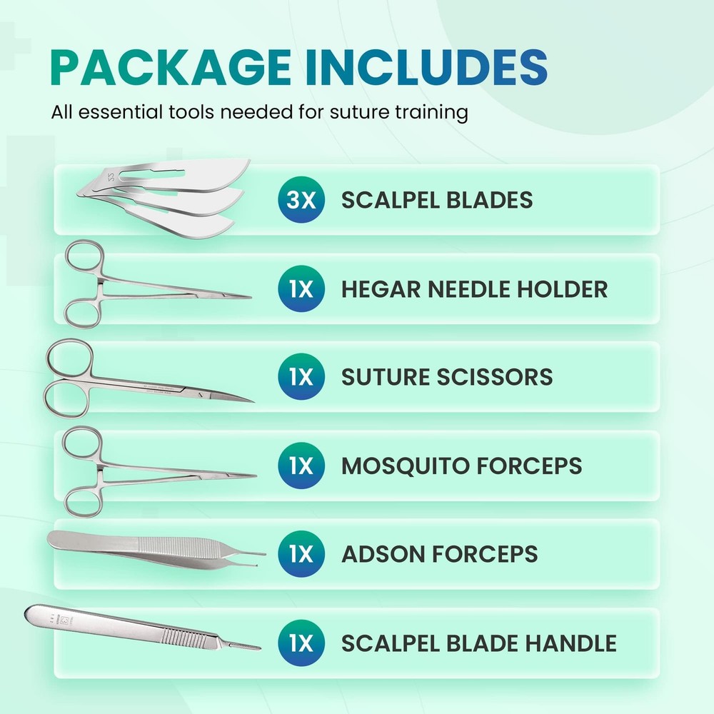 Suture Practice Kit for Students | Including Large Silicone Pad, Suture Threa...