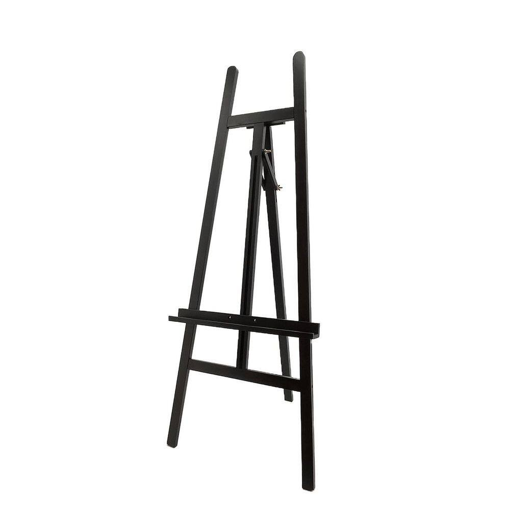 A-Frame Series Adjustable Large Pine Wood Easel with Foldable Stable Design Blac