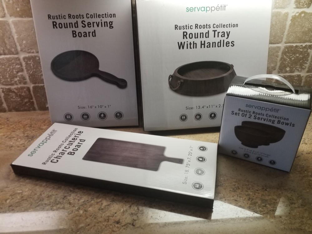 Servappetit Rustic Roots collection 4 Piece Serving Set NIB