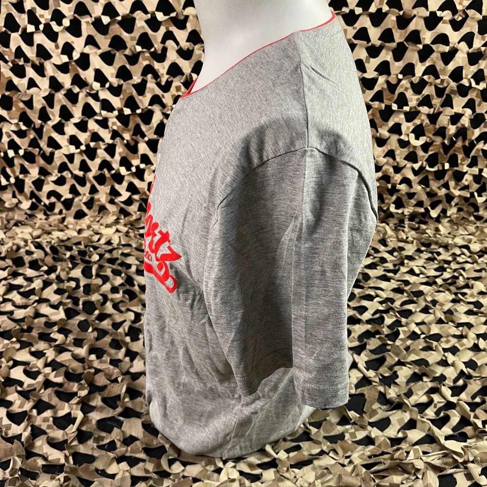 NEW GI Sportz Baseball Button Down Shirt - Grey/Red - Medium