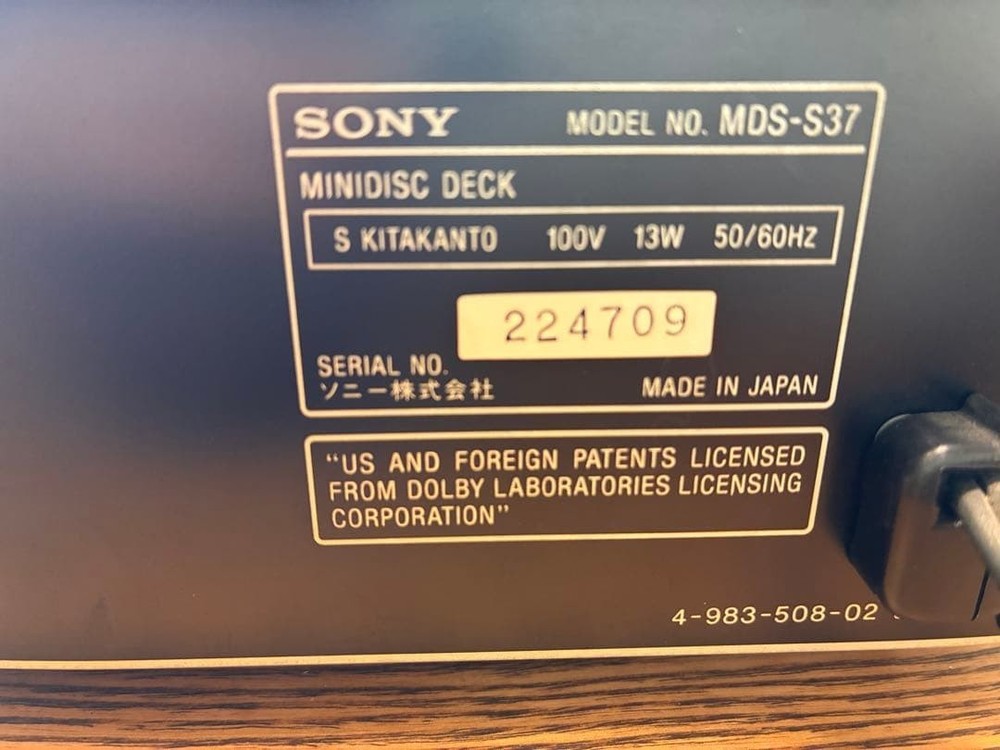 SONY MDS-S37 MD MiniDisc Recorder Deck Player w/remote Operation confirmed
