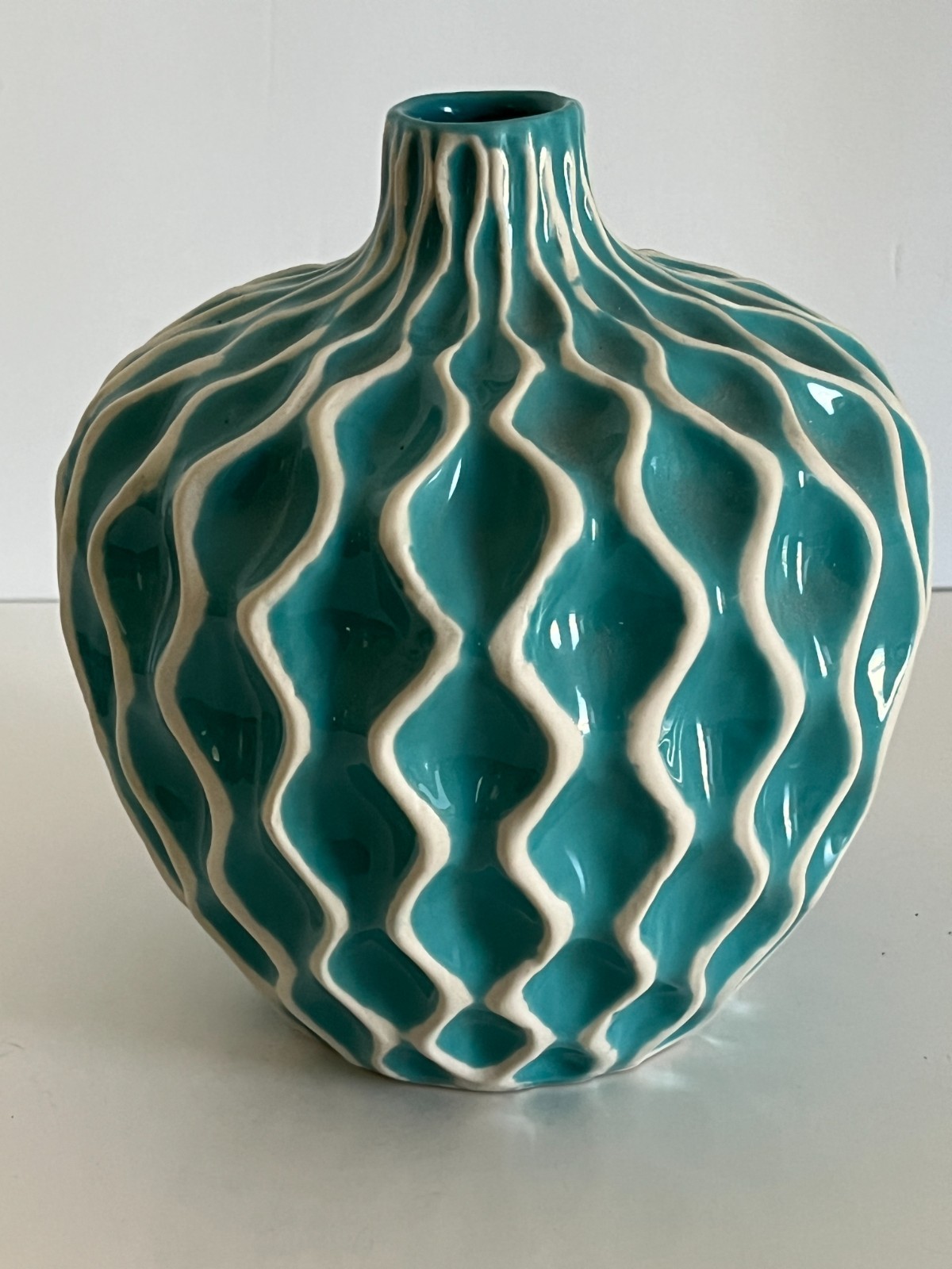 Modern Raised Wavy Design Vases Set of 3