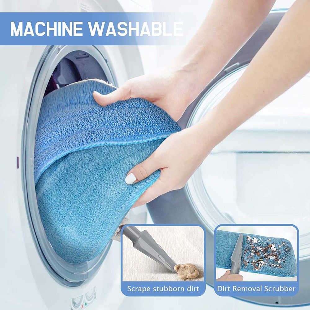 18" Microfiber Mop with 4 Washable Pads & Stainless Steel Handle | Efficient