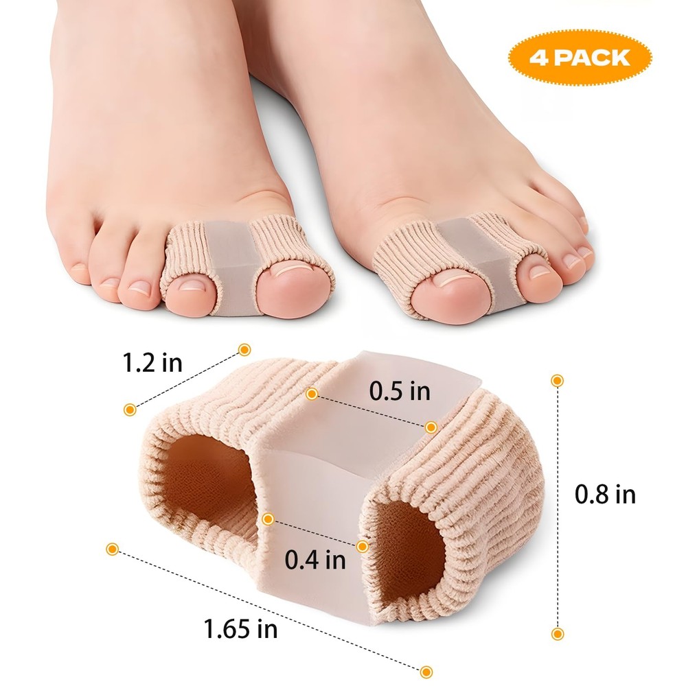 LeaOcaao 4 PCS Gel Bunion Toe Separators with 2 Loops for Overlapping White