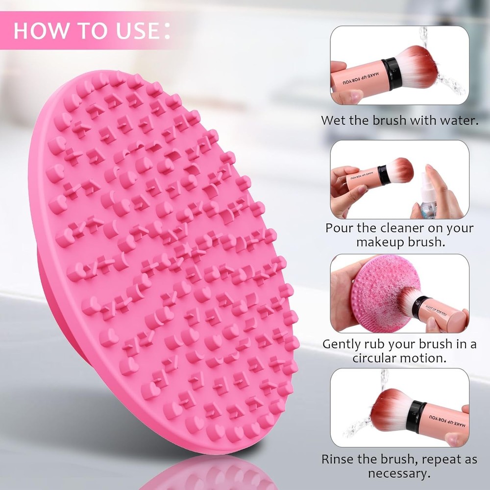 Makeup Brush Cleaner, Make Up Brush Cleaner Solution + Makeup Brush Cleaner Mat