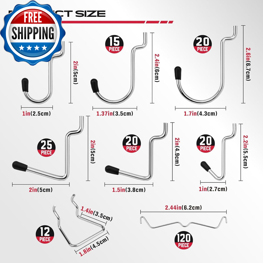 300 Piece Pegboard Hook Set Pegboard Organizer Accessories for Hanging...