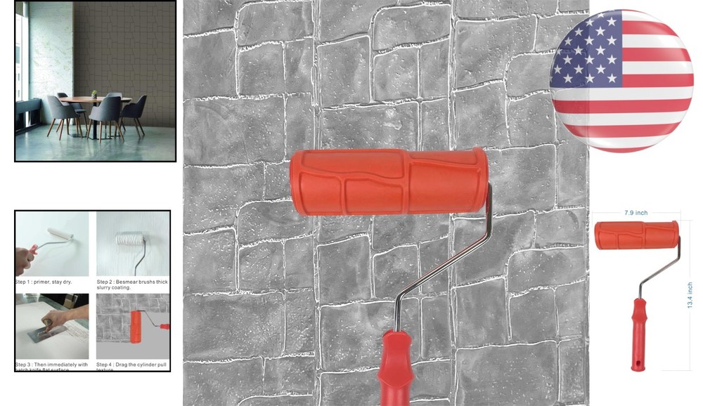 Versatile 8'' Patterned Paint Roller with Ergonomic Design for Wall Enhancements