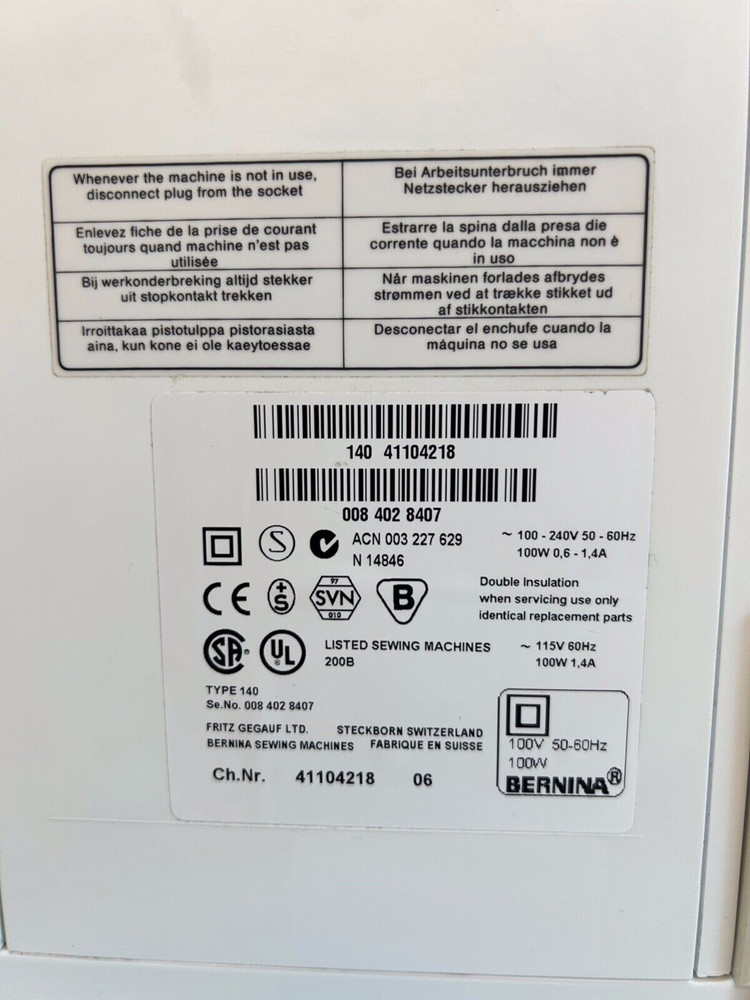 Bernina Patchwork Edition 140 Sewing Machine T0478