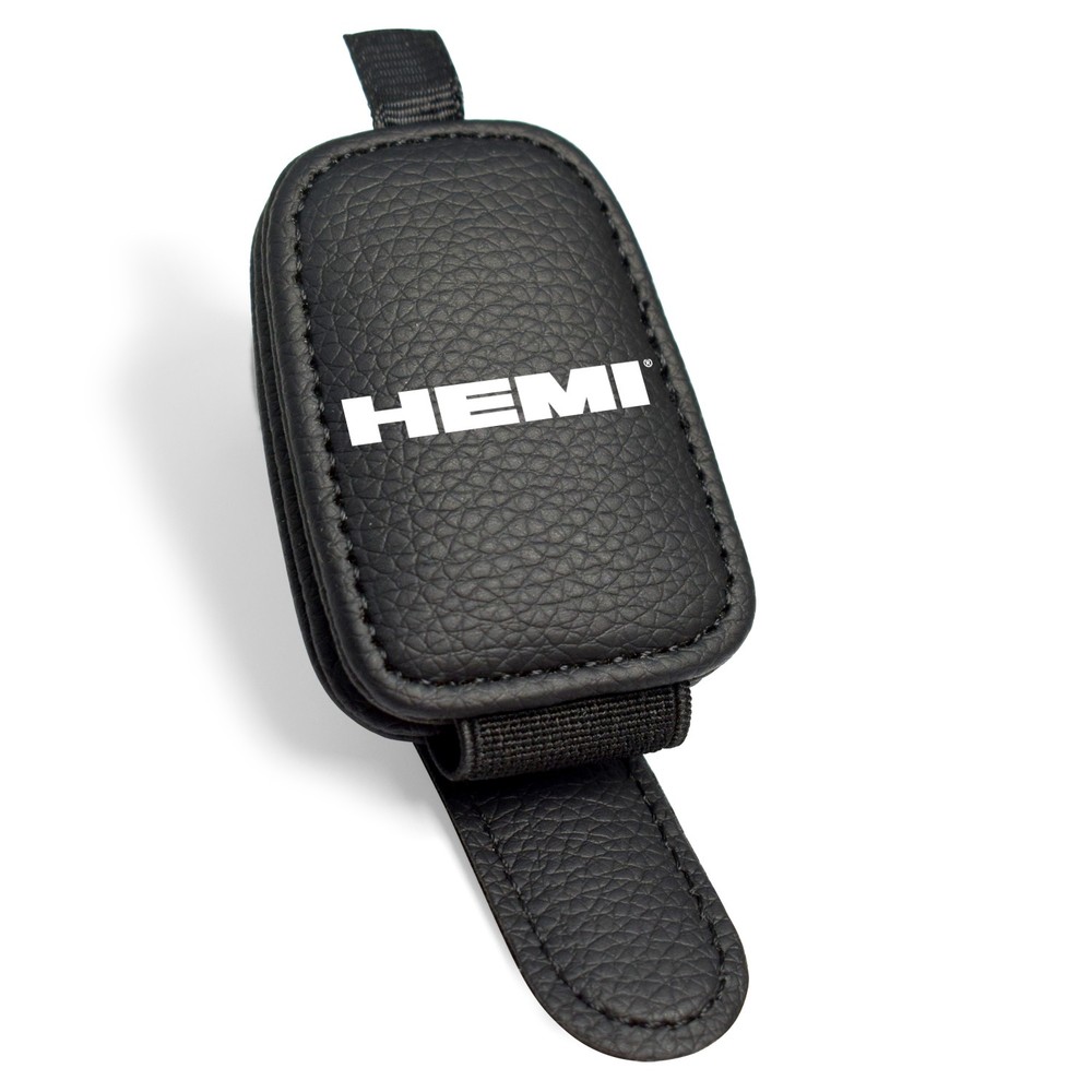 HEMI Rectangle Black Leather Magnetic Sunglass Sun Visor Holder