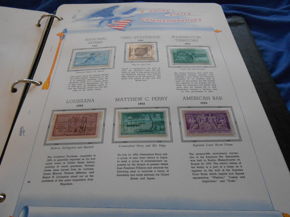 WHITE ACE COMMEMORATIVE STAMPS OF THE UNITED STATES ALBUM WITH DUST COVER & BOX