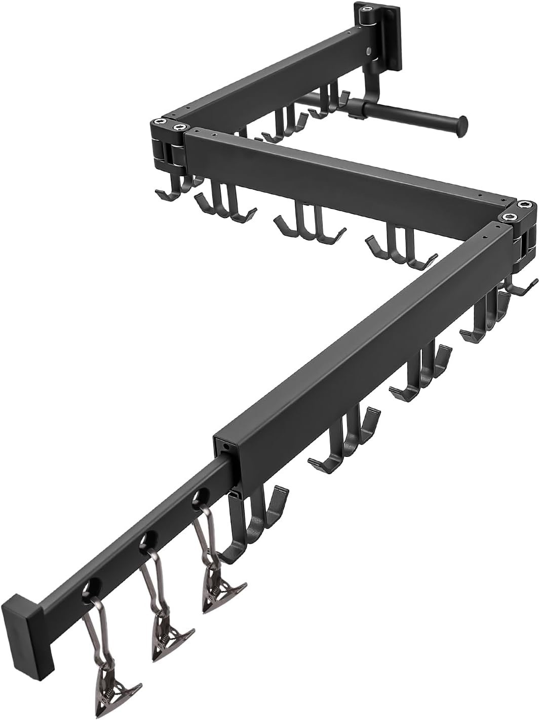 Wall Mounted Clothes Drying Rack Foldable Space Saver Laundry Rack Black