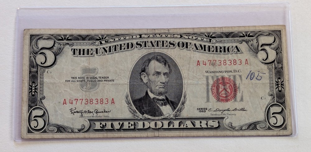 US Five Dollars, 1963, $5 Red Seal