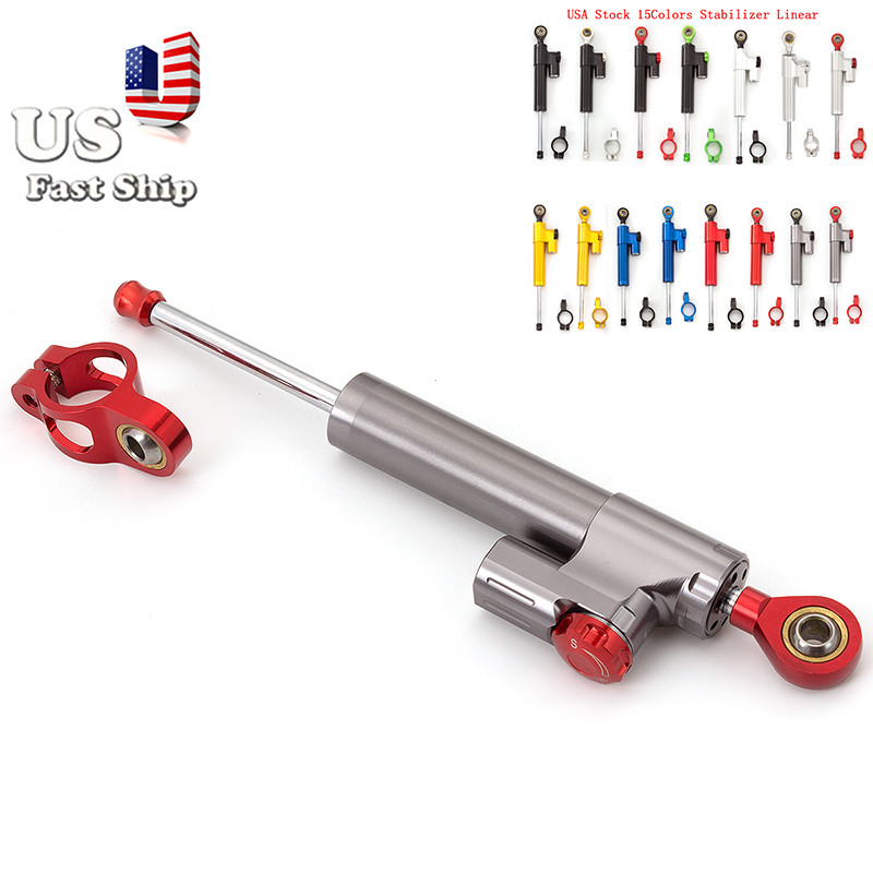 Motorcycle Steering Damper Stabilizer Control Universal CNC For ATV Bikes Gray