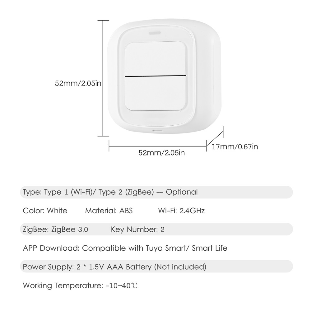 Dual Scene Switch Push Button for DIY Home Automation Scene D8T5