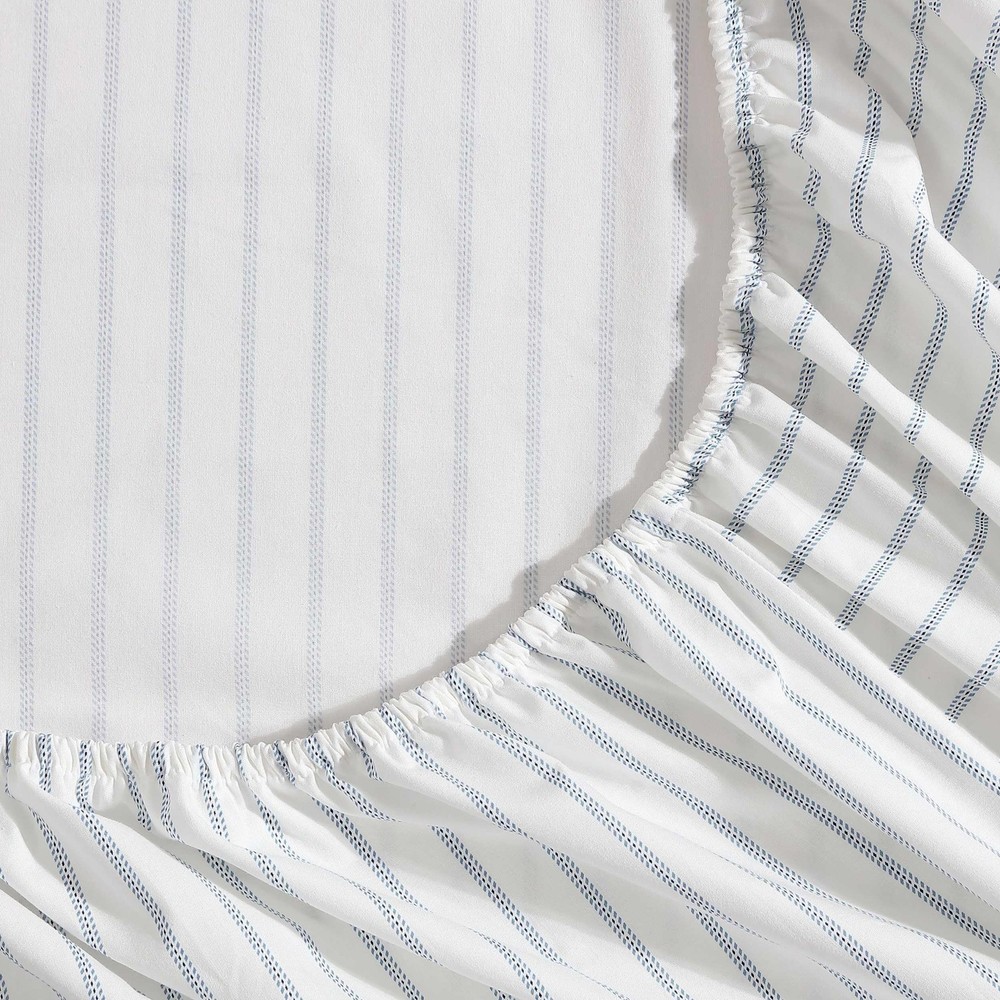 Eddie Bauer - King Sheets, Cotton Percale King, Essential Stripe White