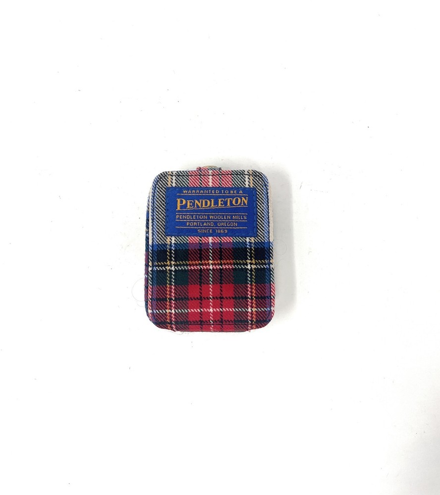 Pendleton Red Plaid Travel Clock 100% Wool Shell