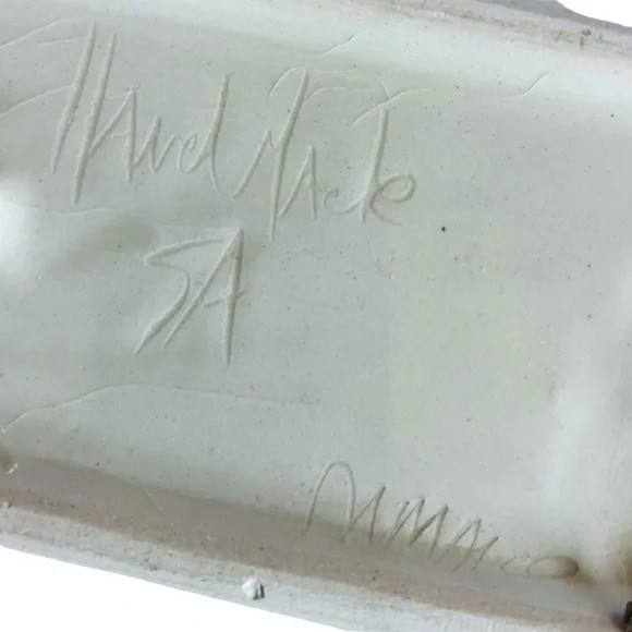 Sun Beads Geometric Ceramic Serving Tray Signed