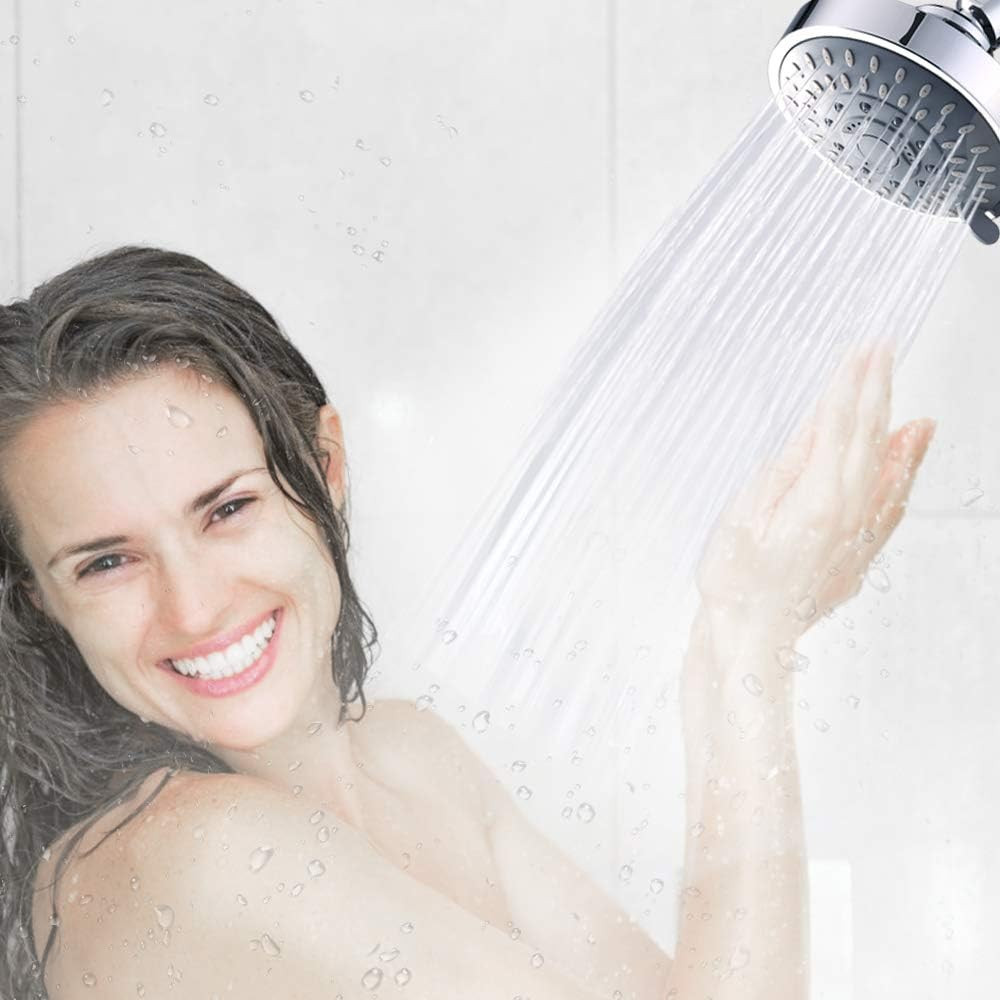 Shower Head High Pressure Rain Fixed Showerhead 5-Setting with Adjustable Metal