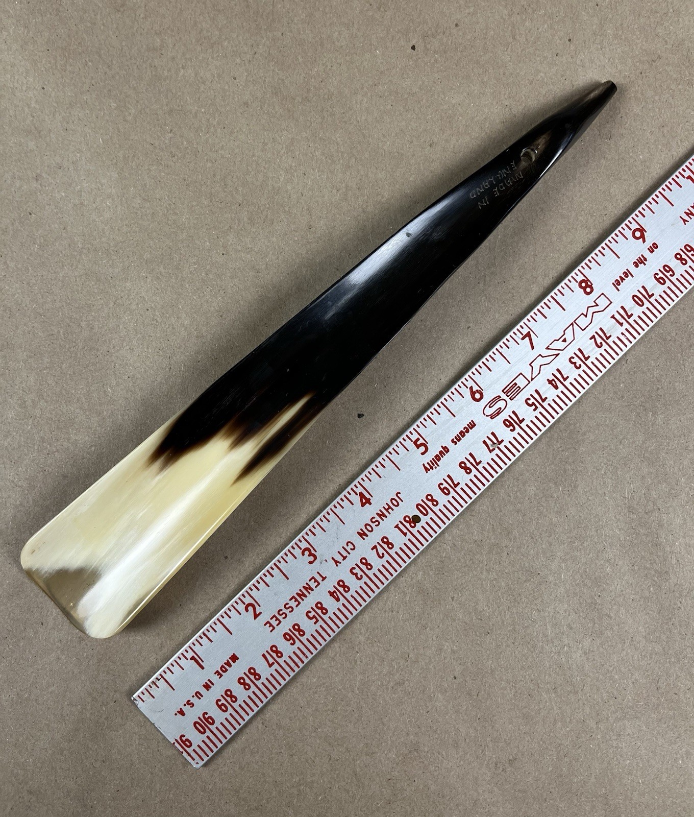Vintage Genuine Horn 10” Shoehorn Natural Ox Cow Bovine Made In England