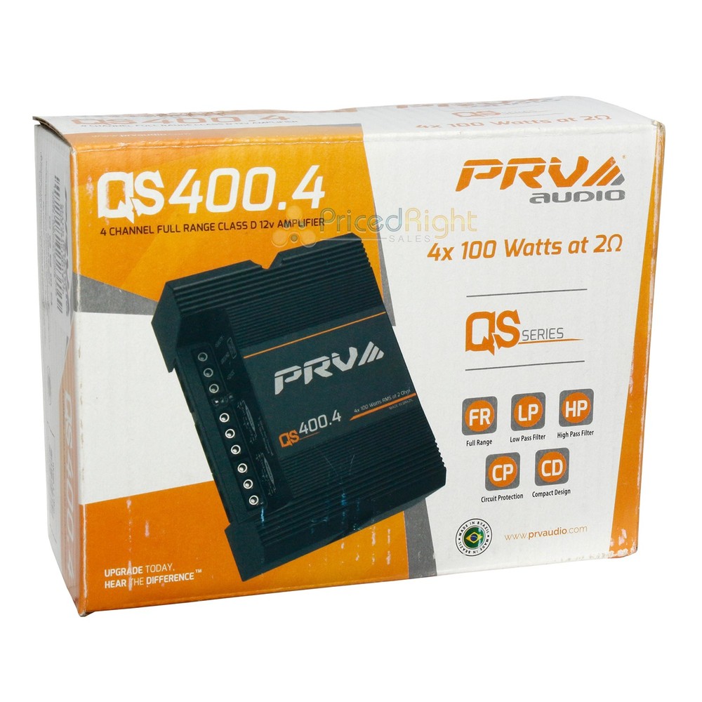 PRV Audio QS400.4 2 Ohm Mini Compact 4 Channel Full Range Class D Amplifier
