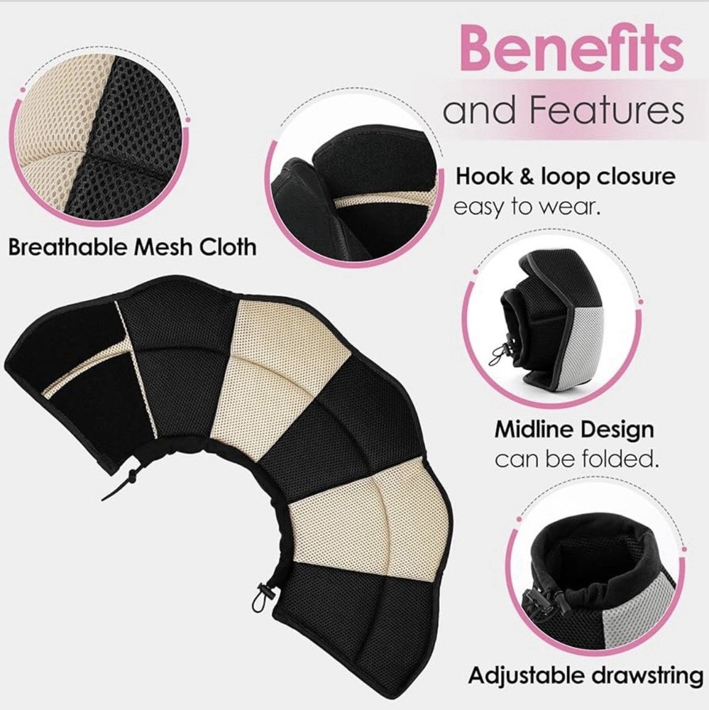 AOFITEE Soft Foldable Dog Cone Collar, Breathable Mesh, Adjustable, Protective