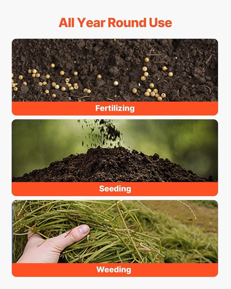 Effortless Gardening with 9.8 ft Broadcast Spreader - Easy Assembly & Storage