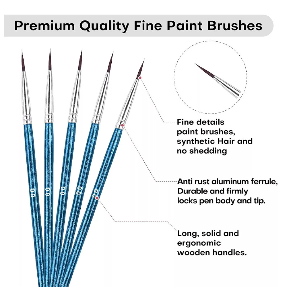 100PCS Very Small Paint Brushes Fine Tip for Nail Art Model Craft Painting Blue