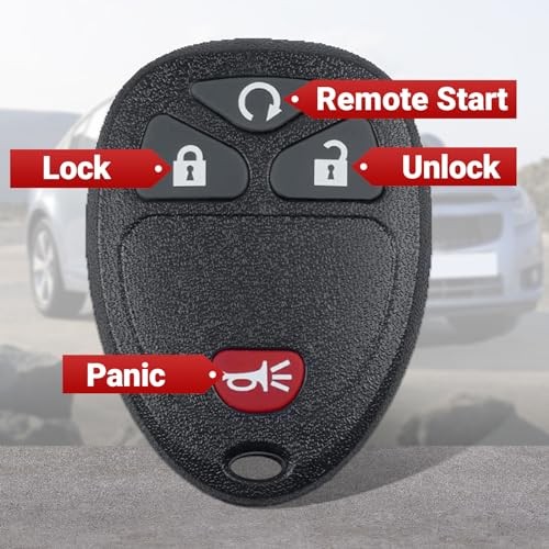 Key Fob Keyless Entry Remote Control Compatible with Chevy Silverado 4Btn, 2PC