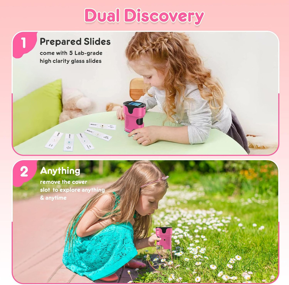 1000X Handheld Microscope for Kids 4K 2.0" Screen Rechargeable Mini