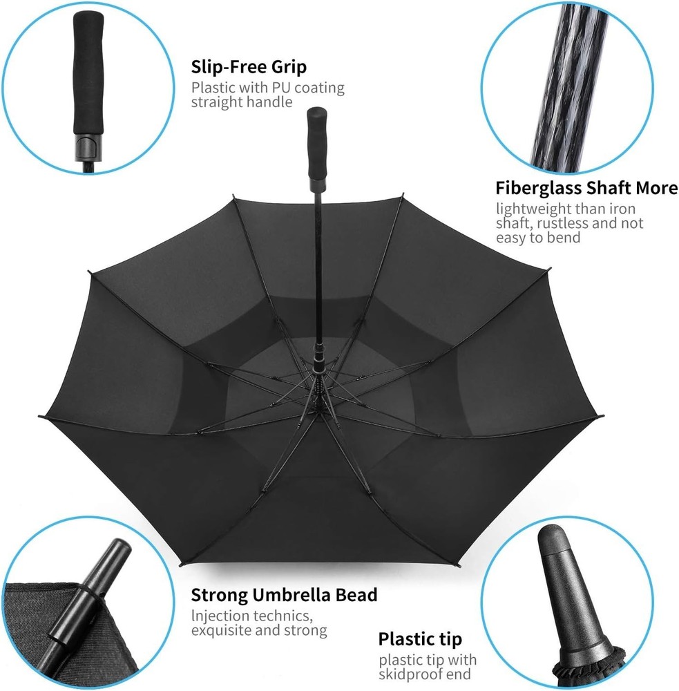 Extra Large Golf Umbrella, 54/62/68/72 Inch Automatic Open, Oversize Double C...