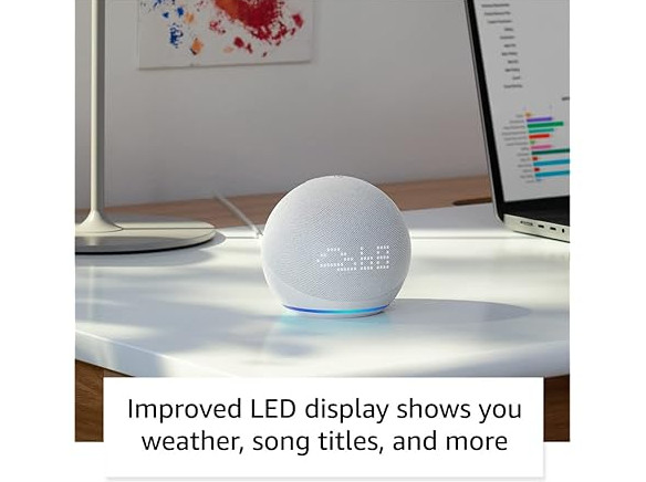 Amazon Echo Dot (5th Gen) Smart Speaker With Alexa and Clock NEW Glacier White